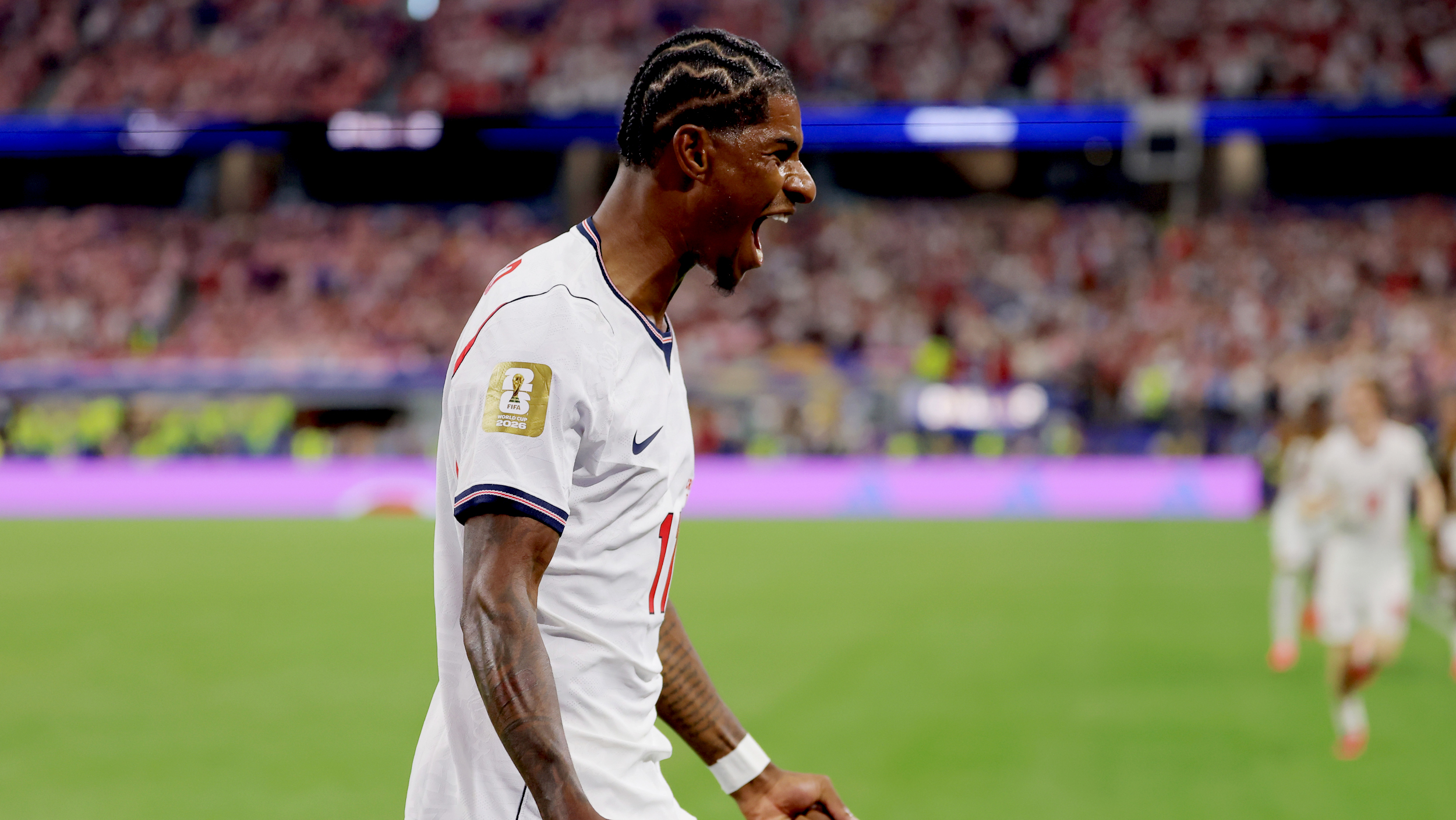 Marcus Rashford celebrates his goal for England vs Croatia at the World Cup 2026