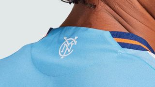 Close up of the rear details on the 2025 New York City FC home jersey