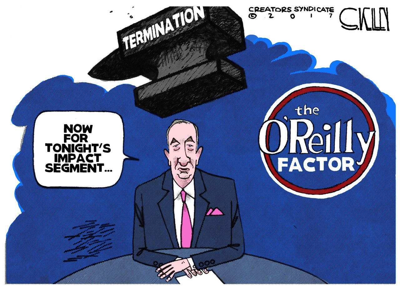 Editorial Cartoon U.S. Bill O&amp;#039;Reilly fired Fox News