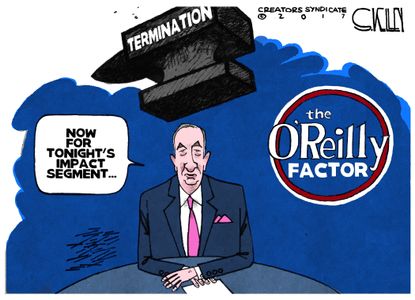 Editorial Cartoon U.S. Bill O'Reilly fired Fox News