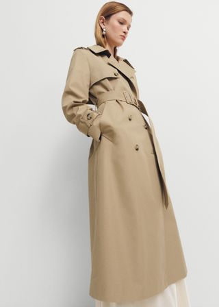 Double-Breasted Cotton Trench Coat