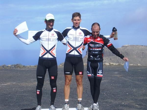 Top three men on the stage 3 podium