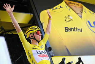 EMBRUN, FRANCE - JULY 19: Tadej Pogacar of Slovenia and UAE Team Emirates - Yellow Leader Jersey prior to the 111th Tour de France 2024, Stage 19 a 144.6km stage from Embrun to Isola 2000 - (2022m) / #UCIWT / on July 19, 2024 in Embrun, France. (Photo by Tim de Waele/Getty Images)