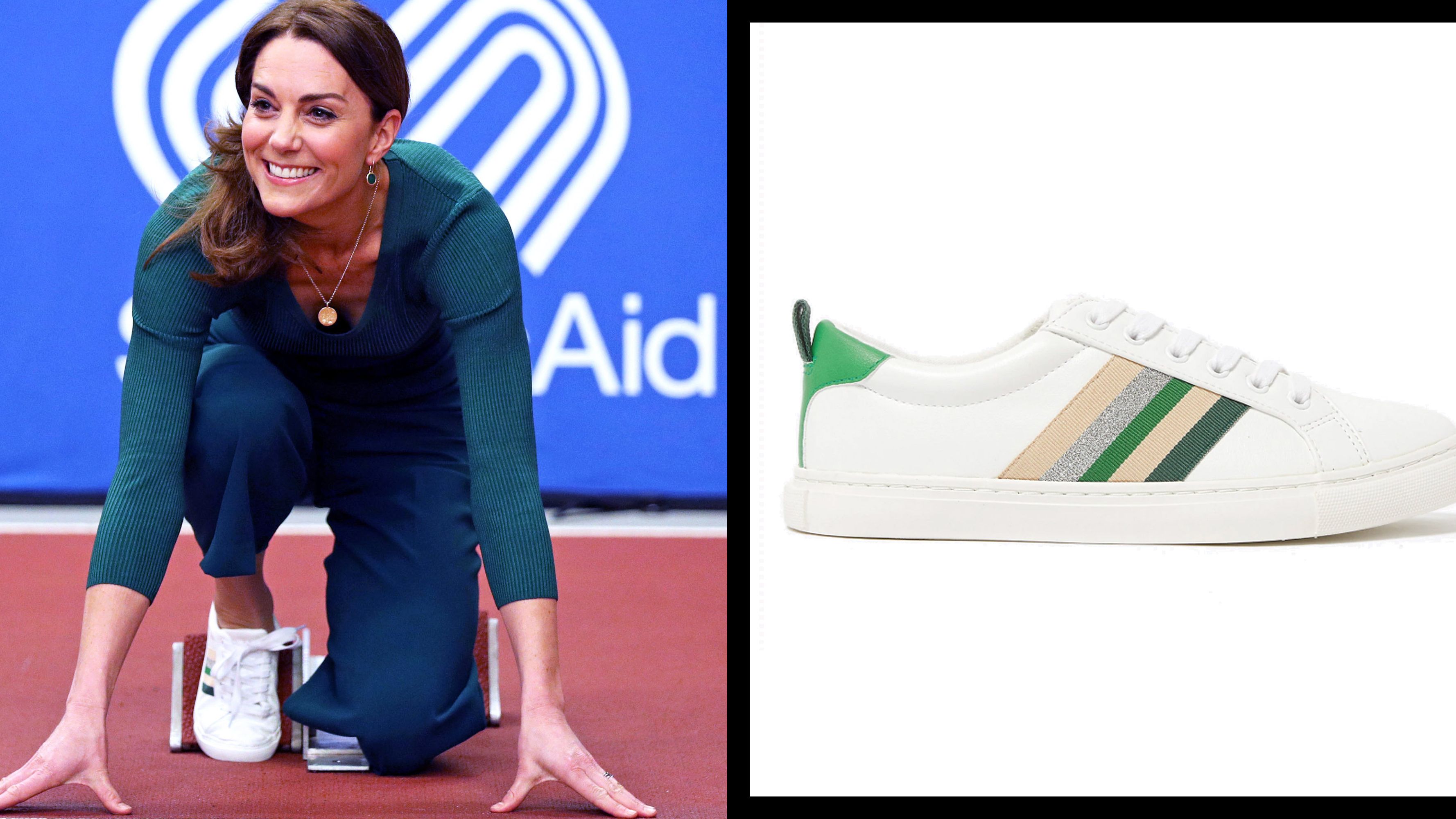 Kate Middleton's Marks and Spencer Ribbon Trainers in White and Green