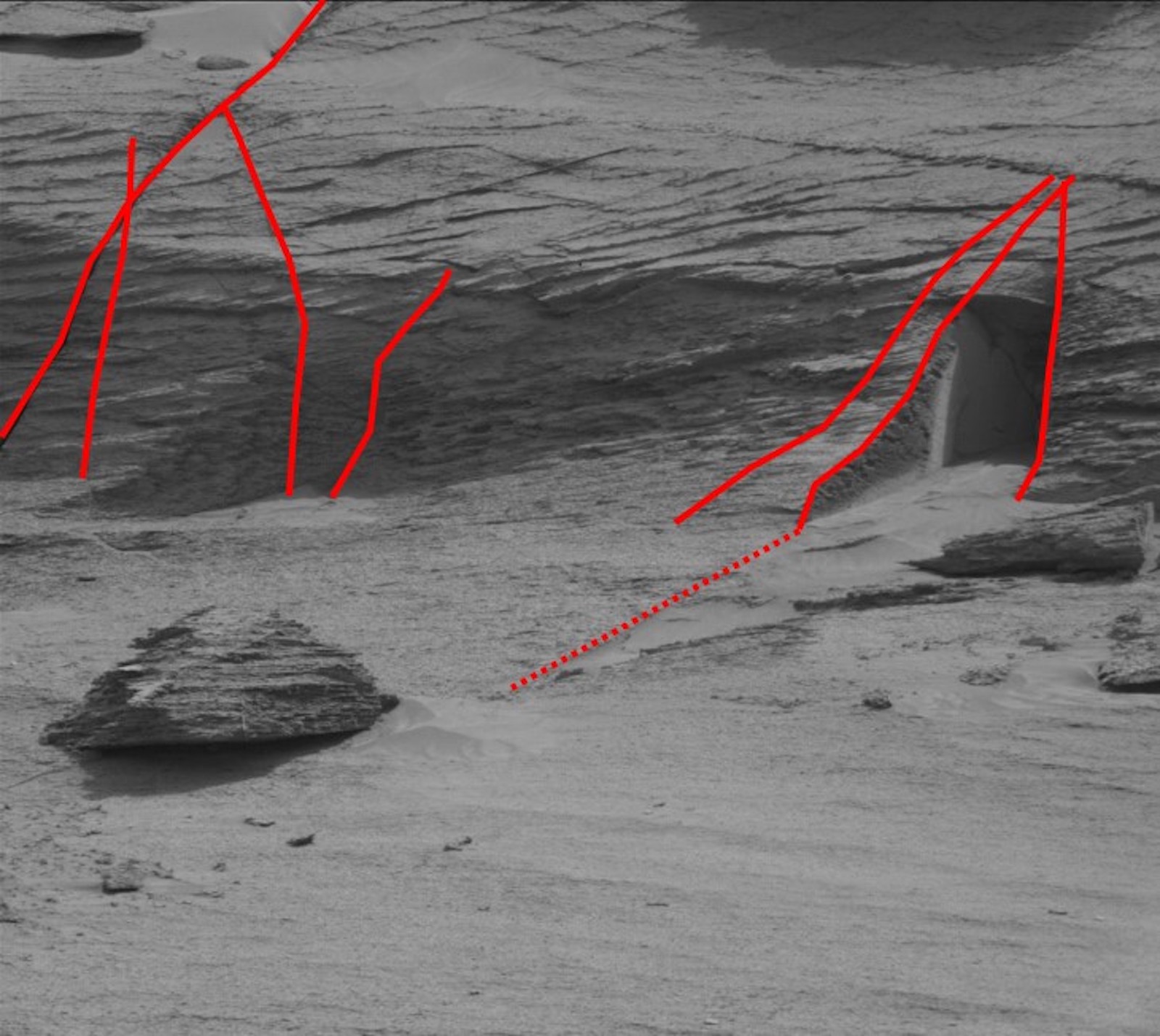 The raw image with red lines added to show some of the joints.