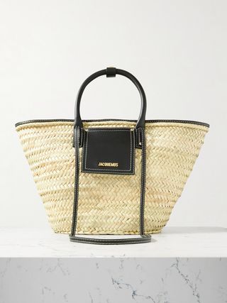 Le Panier Soli Leather-Trimmed Raffia Tote