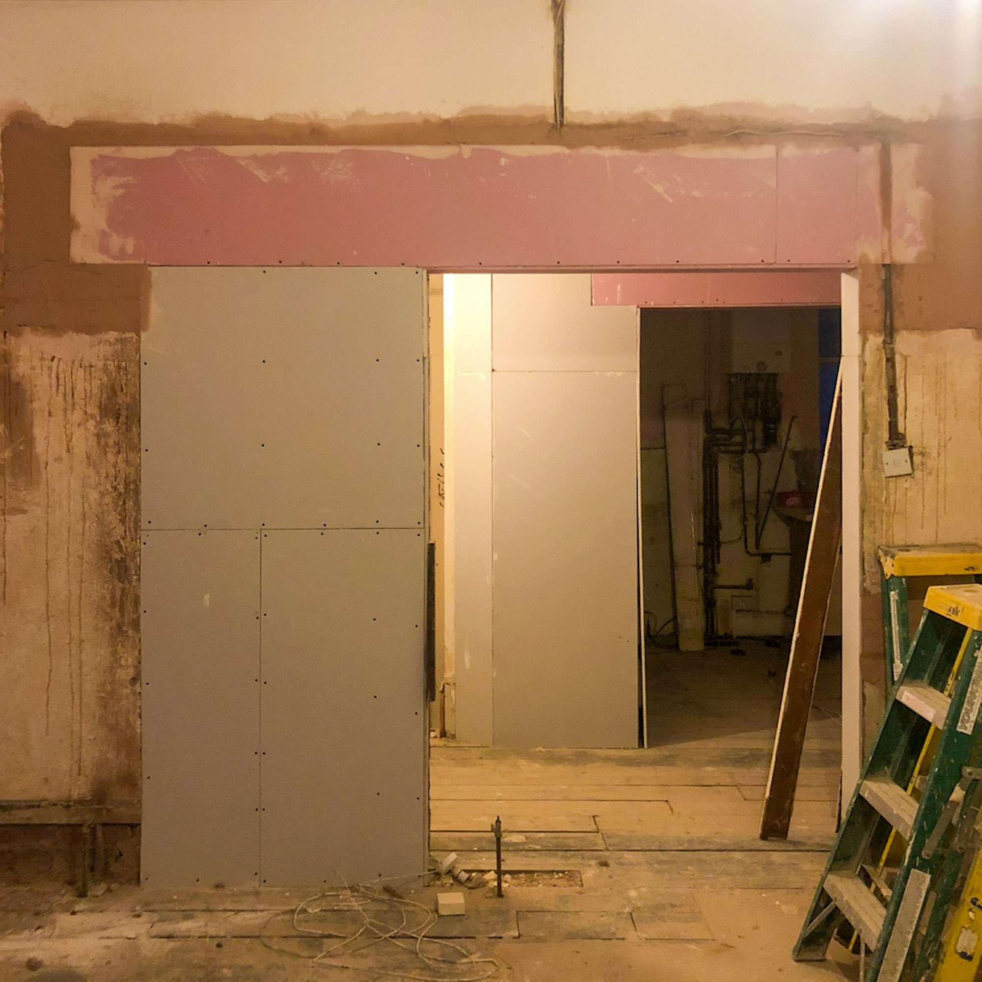 Door opening being erected in renovation