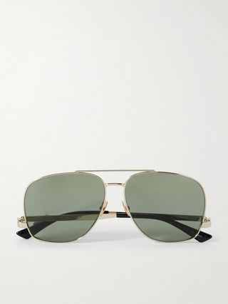 Leon Oversized Aviator-Style Gold-Tone Sunglasses