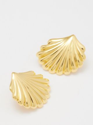 Thea shell 18kt gold-plated earrings