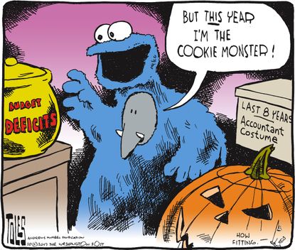 Political cartoon U.S. GOP budget deficits halloween