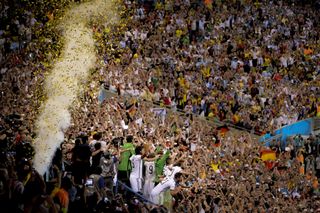 Germany players celebrate their 2014 World Cup final win over Argentina at the Maracana Stadium in Rio de Janeiro in July 2014.