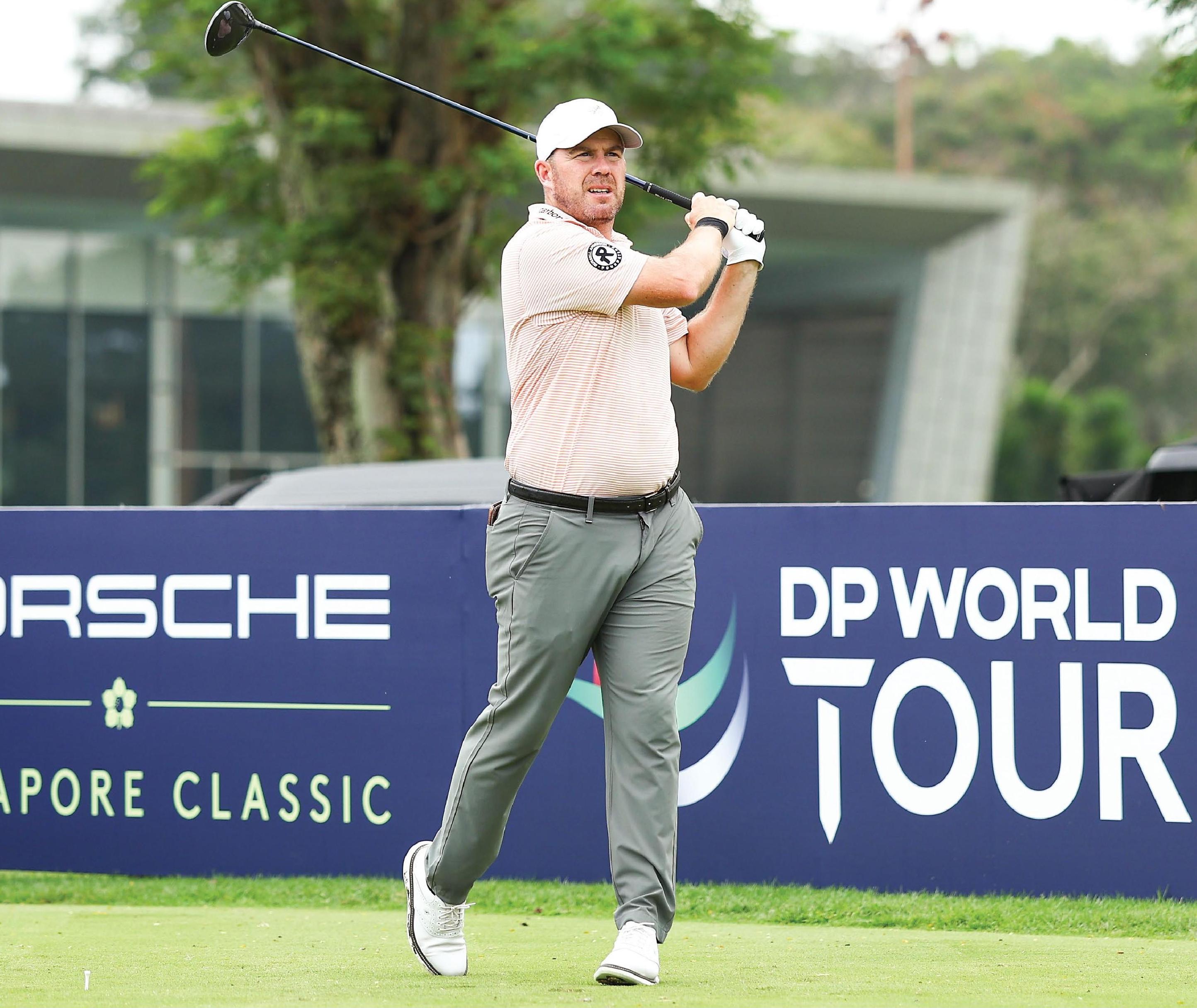 Richie Ramsay swinging a golf club during the DP World Tour at the Singapore Classic.