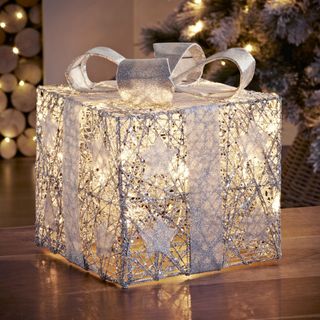 diamante light up parcel with gold and silver sparkle