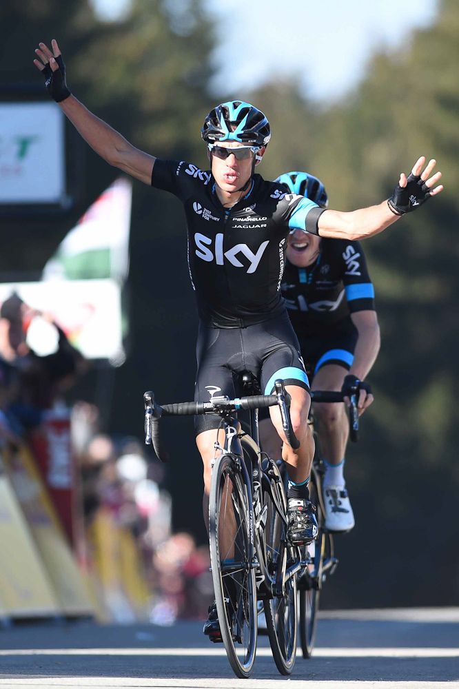 Richie Porte finishes ahead of teammate Geraint Thomas.