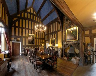 The Old Rectory’s spectacular double-height Great Hall. Most of the house’s period furniture is available by separate negotiation.