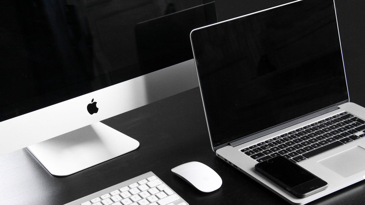 Apple products in black and white