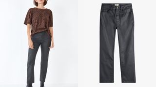 Model wearing Hush Lenny Coated Jeans to illustrate the best jeans for women over 50
