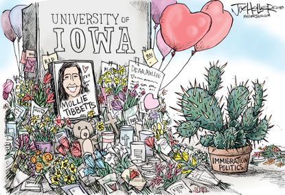 Editorial cartoon Mollie Tibbetts&nbsp;immigration policy