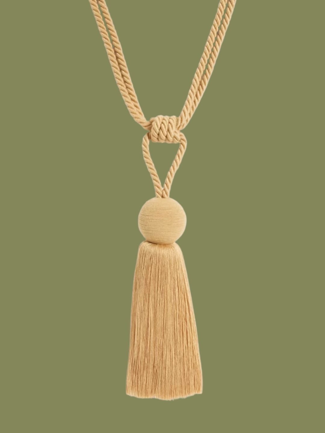 John Lewis, Tassel Rope Orb Tieback in Gold, Pack of 2