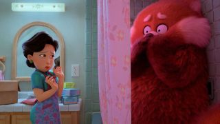 Sandra Oh's Ming and Rosalie Chiang's Mei as a red panda in Turning Red