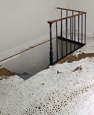 Installation view of Japanese salt artist Motoï Yamamoto's new solo exhibition, 'Floating Garden', at Paris' La Galerie Particulière