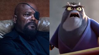 Samuel L. Jackson in Spider-Man: Far From Home and Jimbo from Paws of Fury