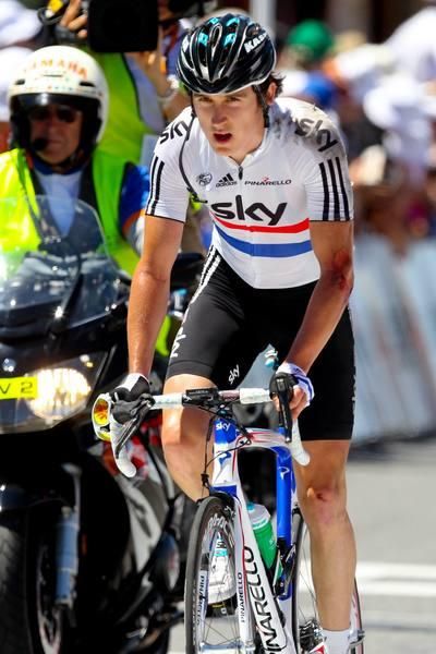 Geraint Thomas was lucky with only road rash and skin abrasions.