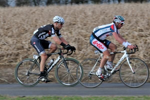 Thor Hushovd (Cervelo TestTeam) and Leif Hoste (Omega Pharma-Lotto)