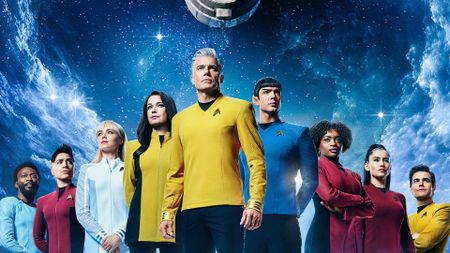 Nine character from a sci-fi tv show promo banner