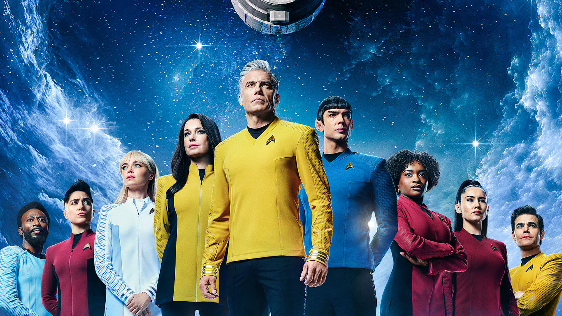 Nine character from a sci-fi tv show promo banner