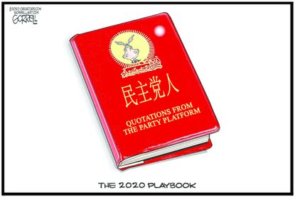Political Cartoon U.S. Democrats China red book