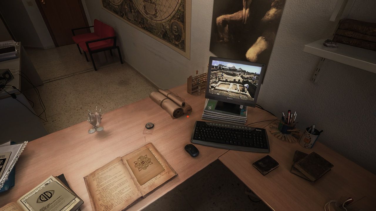 the cluttered desk of a college professor
