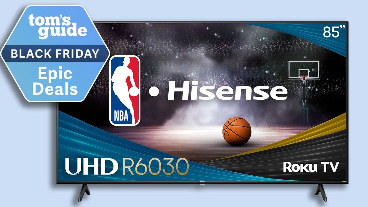 Hisense 85&quot; tv on a blue background