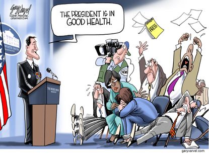 Political cartoon U.S. Trump health anti-Trump mainstream media liberal bias