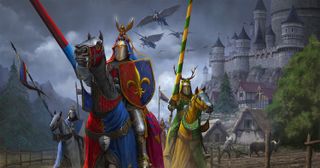 Knights of Bretonnia riding horses and pegasi