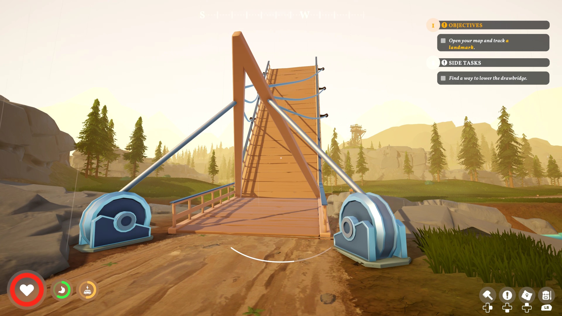 Outbound - A raised drawbridge blocks the player