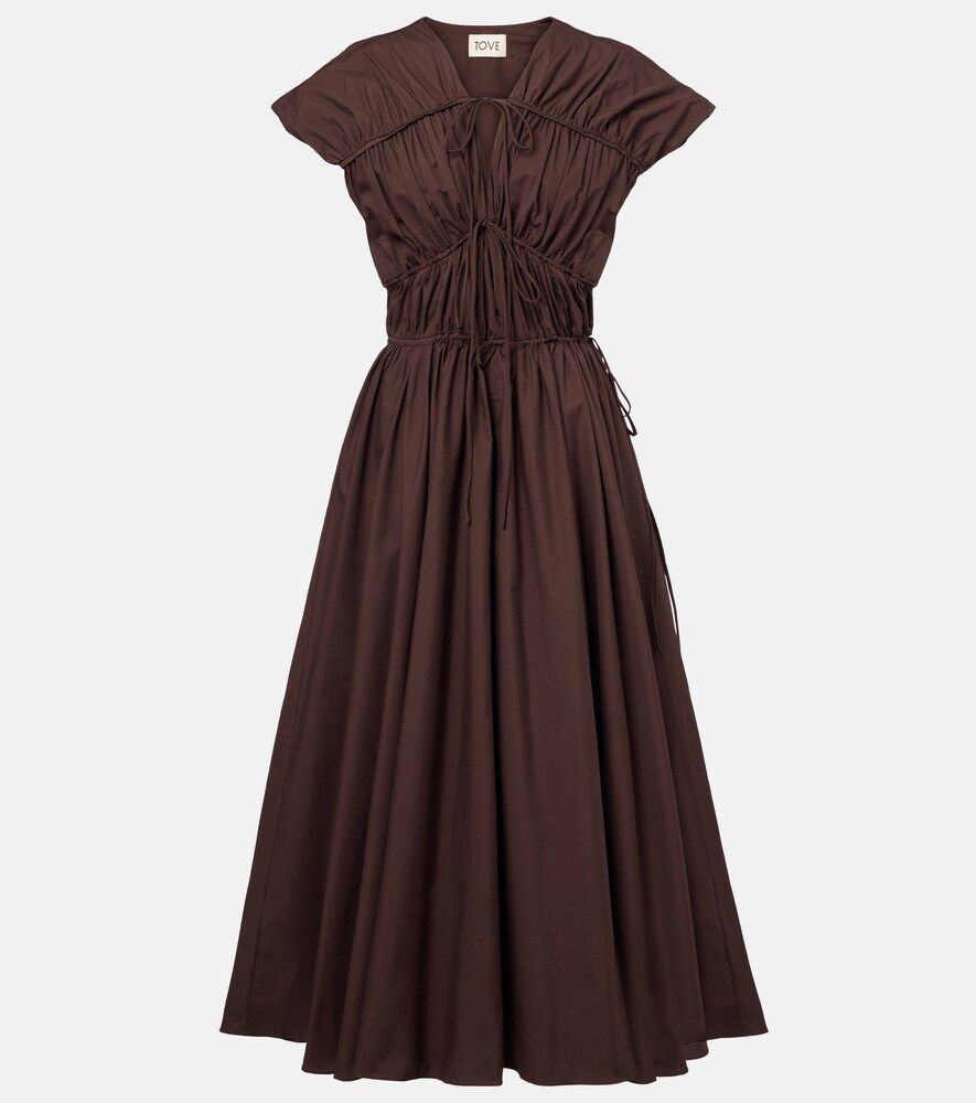 Ceres Gathered Cotton Midi Dress