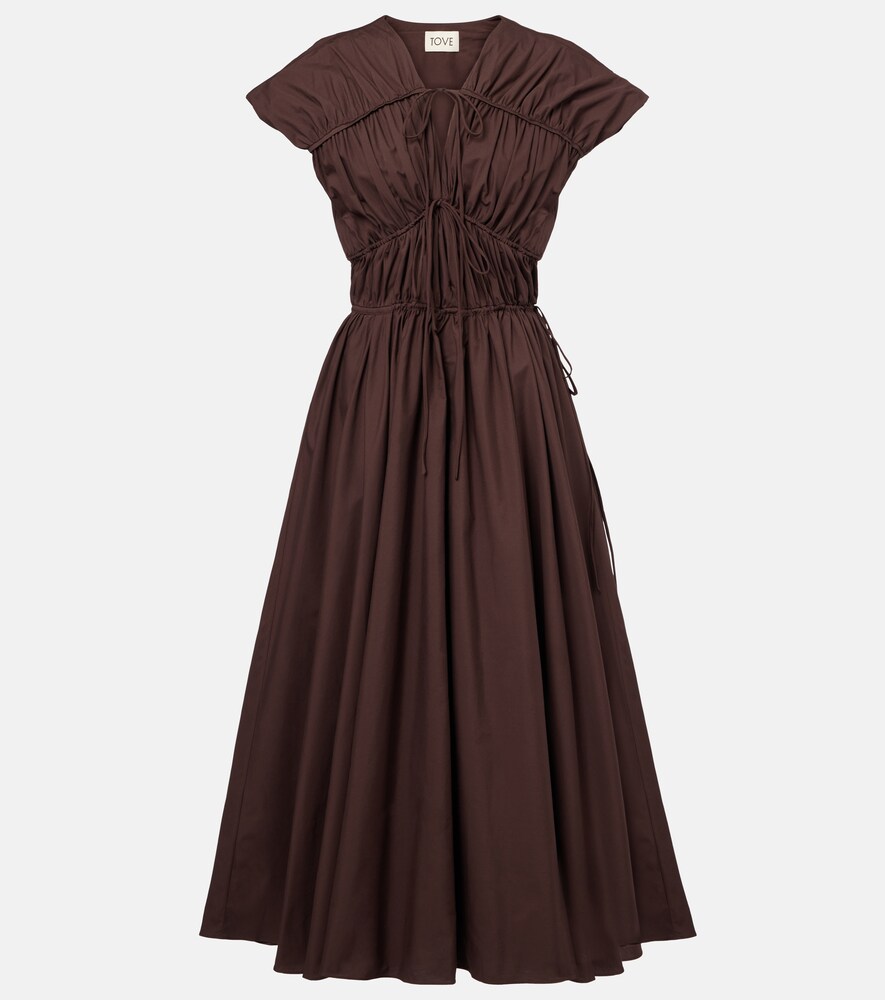Ceres Gathered Cotton Midi Dress