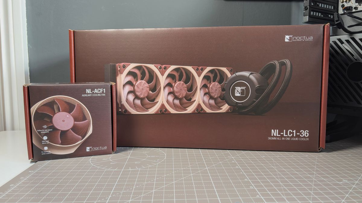 A Noctua NL-LC1 liquid cooler being installed on a test bench for testing.