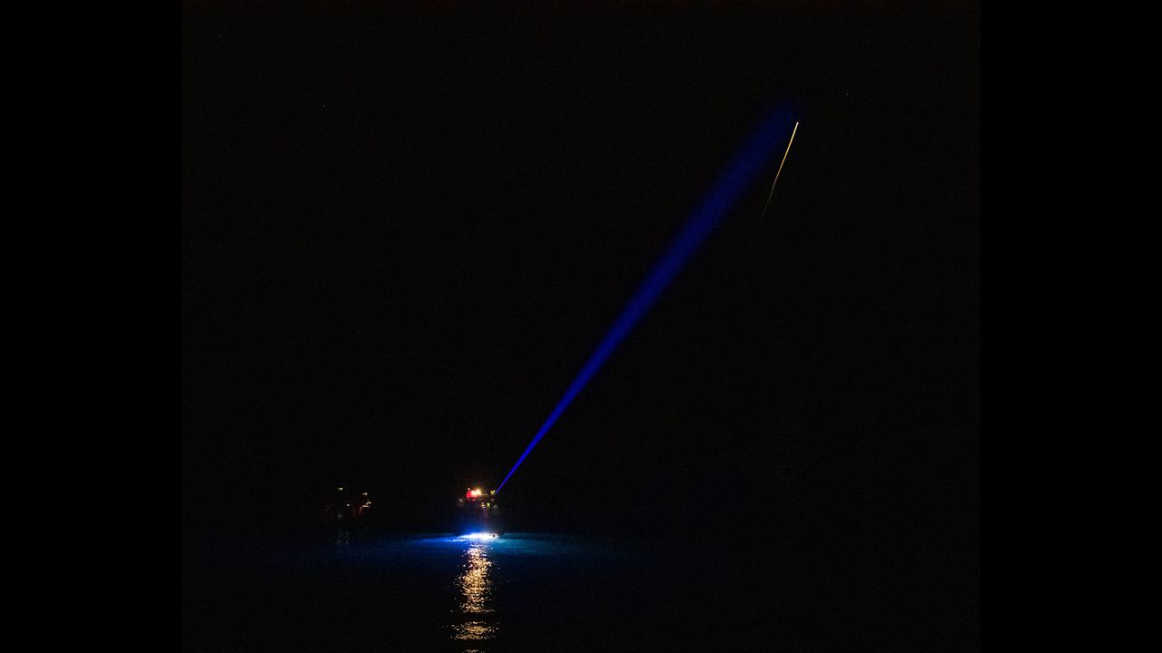 SpaceX's Crew Dragon Endeavour is seen as it streaks across the night sky before splashdown to return four Crew-2 astronauts to Earth with a splashdown in the Gulf of Mexico off the coast of Pensacola, Florida on Nov. 8, 2021.