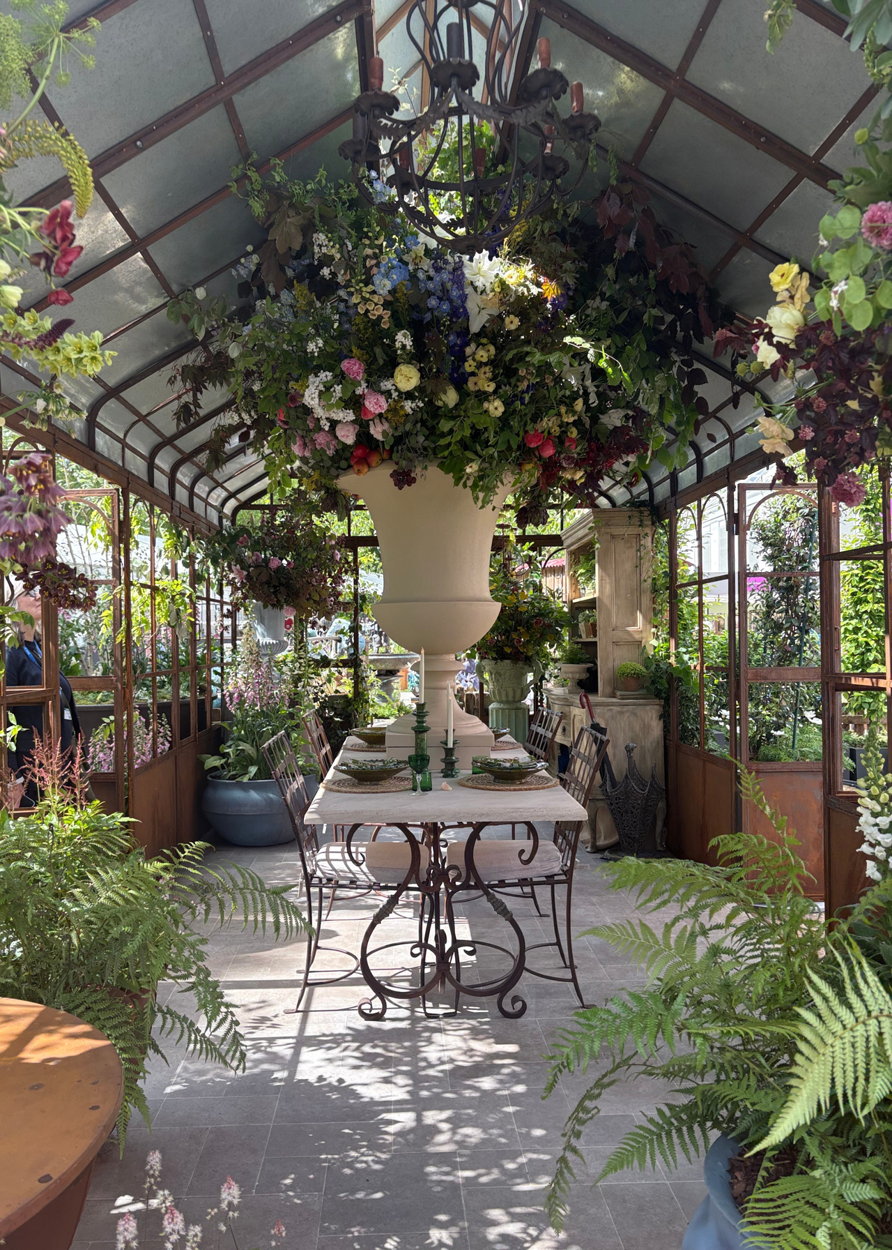 An outdoor dining shed at the Chelsea Flower Show 2026