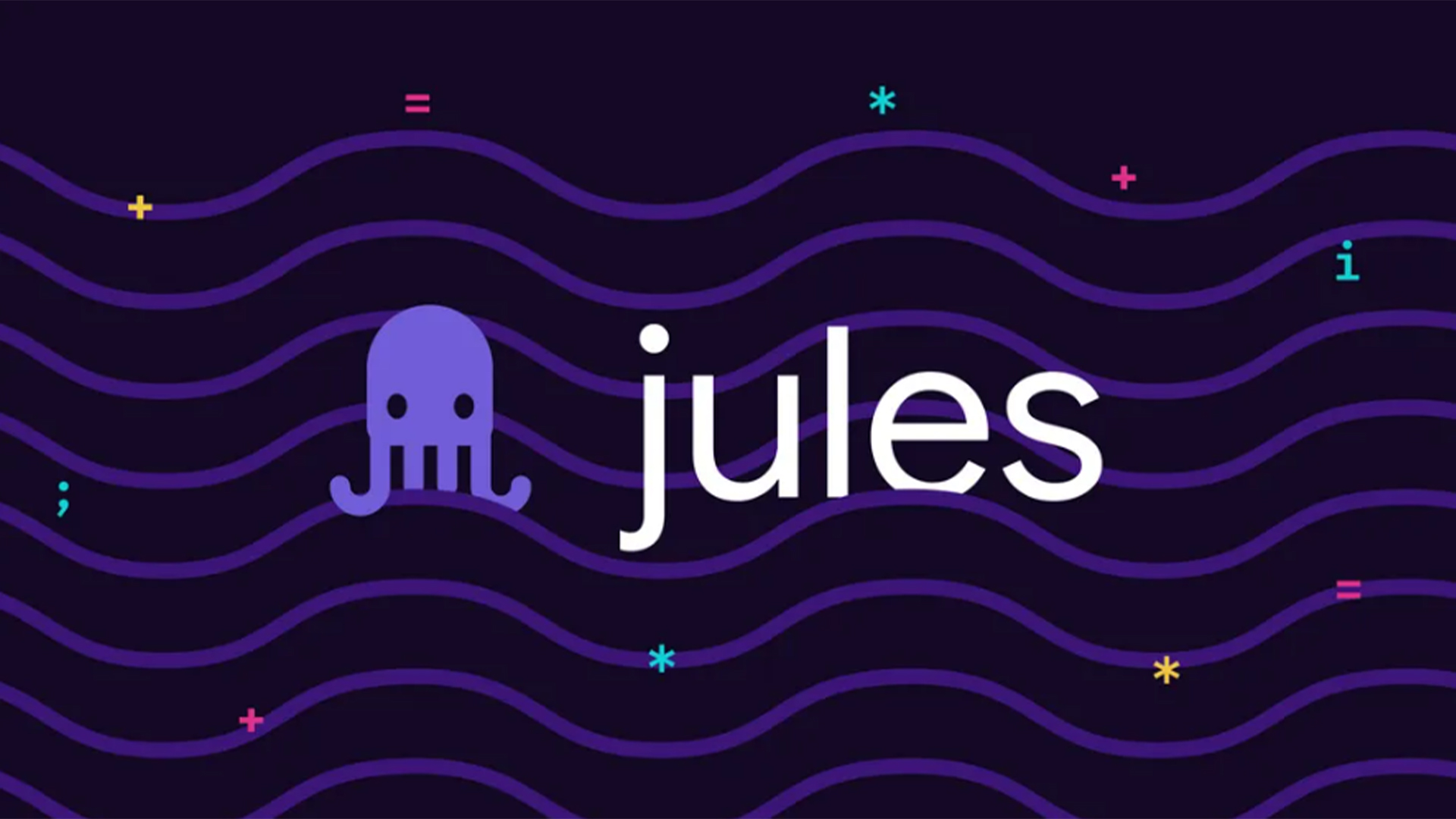 Jules coding agent promotional image from Google, showing coding tool branding and octopus-style mascot. 