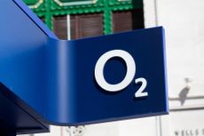 Photo of the O2 logo taken outside a branch in London