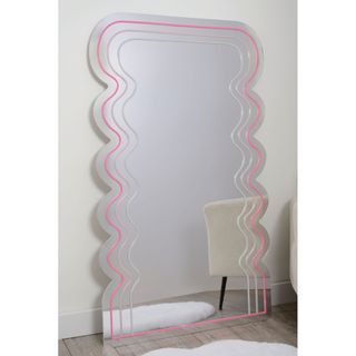 Pink and White Neon Acrylic Wave Mirror