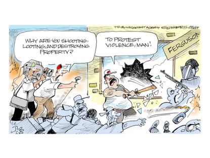Editorial cartoon Ferguson looters