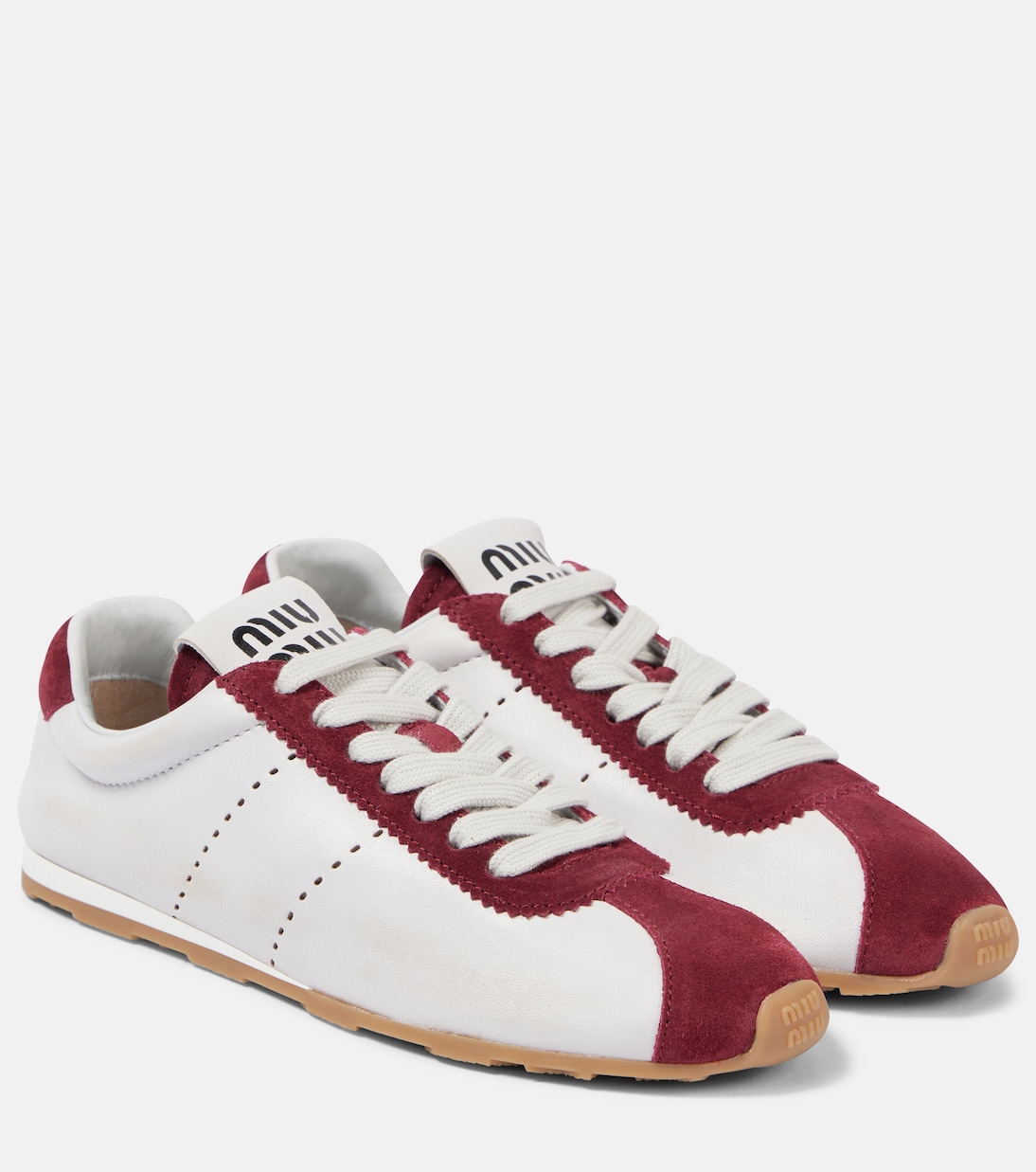 Plume Suede-Trimmed Leather Sneakers