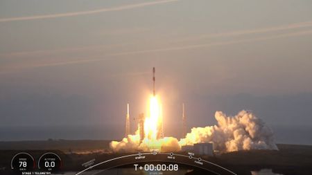 A SpaceX Falcon 9 rocket launches 23 Starlink satellites from Cape Canaveral Space Force Station in Florida on March 15, 2025.