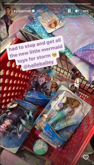 shopping cart full of Kylie Jenner's little mermaid toys