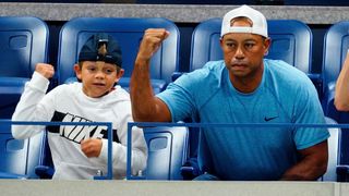 Charlie and Tiger Woods at the 2019 US Open Tennis Championships in New York