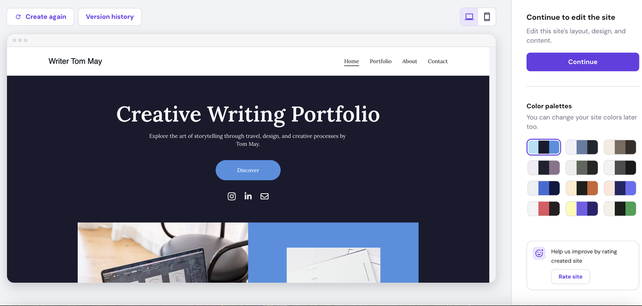 Screenshot of Hostinger Website Builder